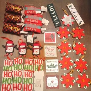 Large lot of Christmas Ornaments and signs